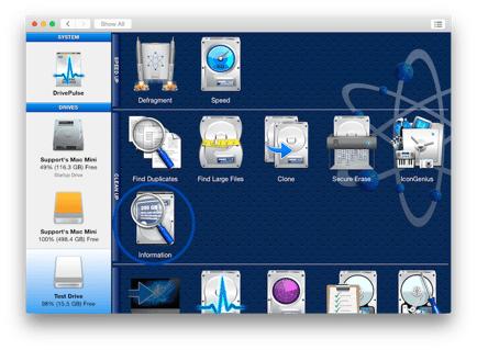 Select the “Information” utility (this is located in the “Clean Up” area tools area).