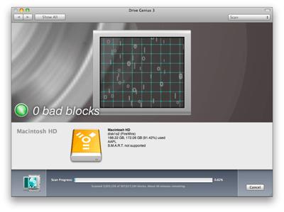 Drive Genius 3 will report the status after the scan is finished.