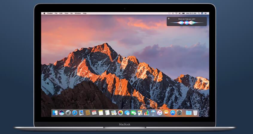 Showing an Image of a laptop running macOS Sierra.