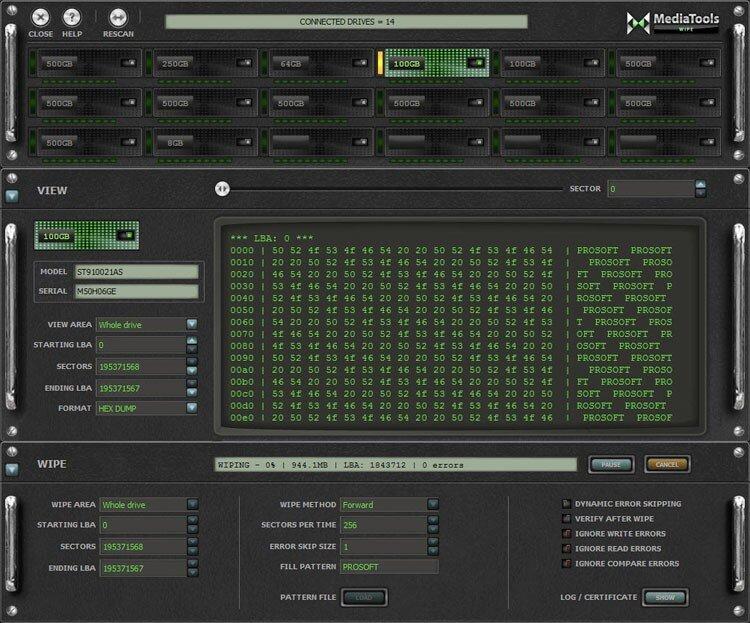 MediaTools Wipe active.